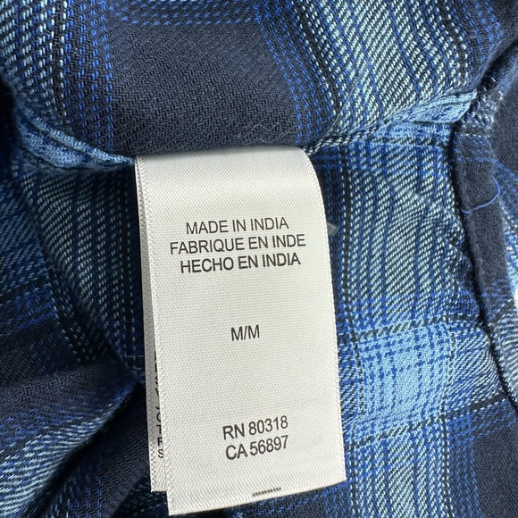 NWOT Lucky Brand Blue Plaid Button Down Shirt Size Medium - Picture 8 of 10